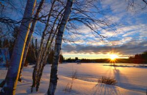 winter landscape, sunset, winter